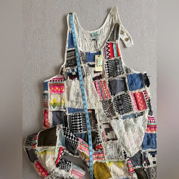 Jaded Gypsy / Patchwork of many colors overalls / Boho Jumpsuit nwt - Picture 10 of 11